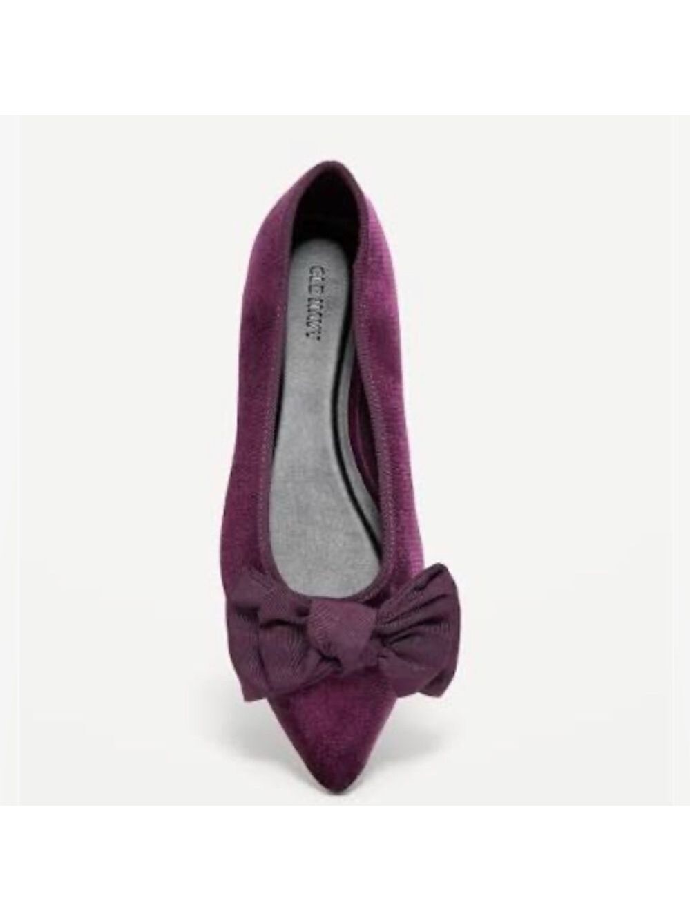 Old Navy Christmas Holidays Velvet Pointed-Toe Bow Ballet Flats NWT 8.5 Formal - Picture 3 of 8